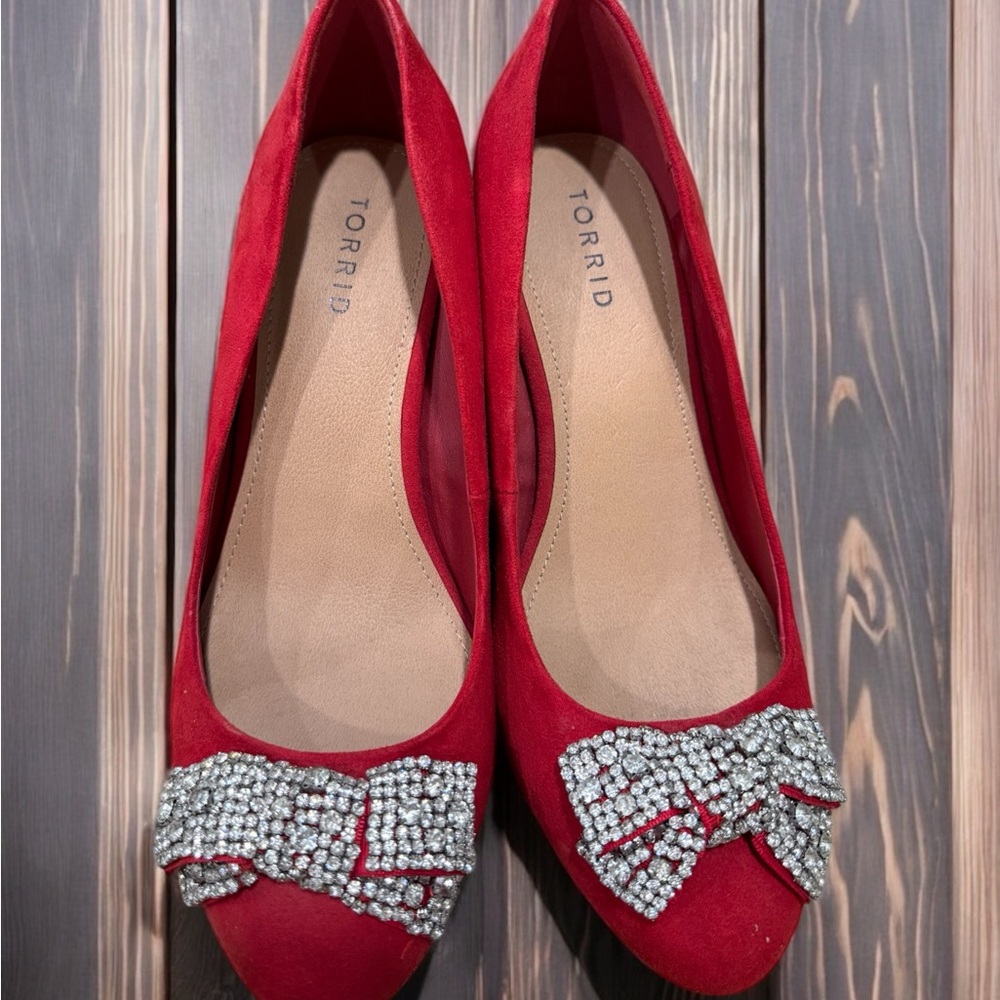 Torrid Red Women's heels with Rhinestone Bow